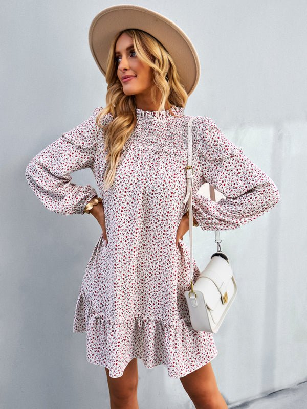 Women's fashion waist reduction holiday loose Floral Dress - Day Dress