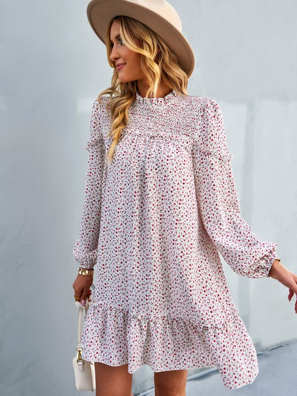 Women's fashion waist reduction holiday loose Floral Dress - Day Dress