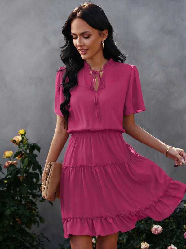 Women's high neck loose Ruffle Dress - Day Dress