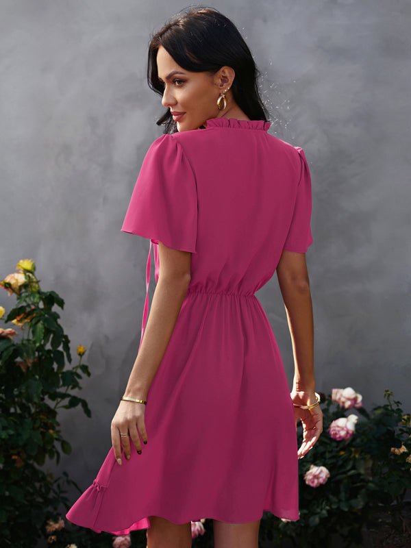 Women's high neck loose Ruffle Dress - Day Dress