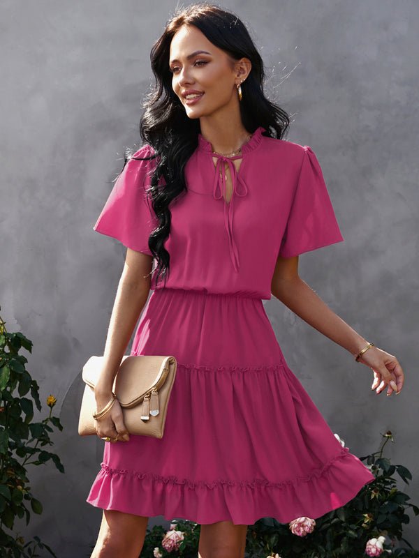 Women's high neck loose Ruffle Dress - Day Dress