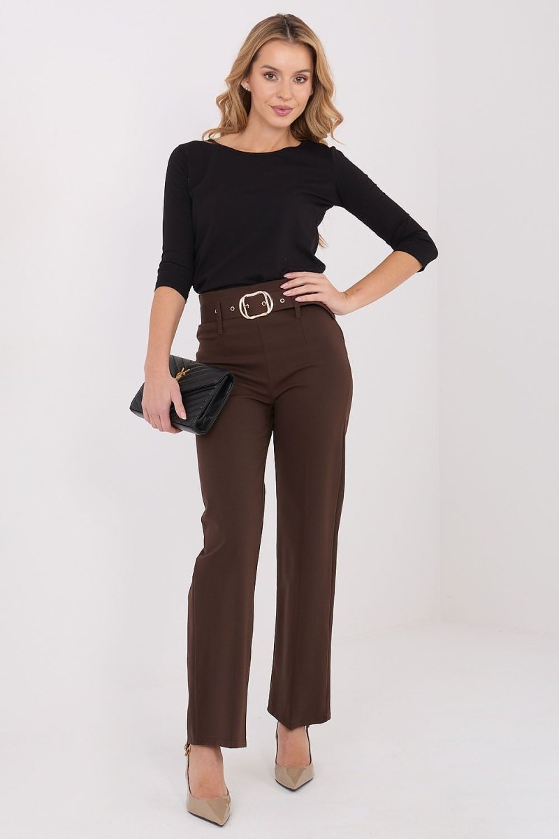 Women's High Waist Straight Leg Trousers - 