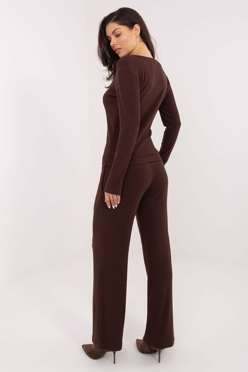 Women's High Waist Wide Leg Knit Trousers - 