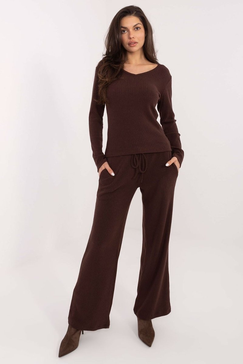 Women's High Waist Wide Leg Knit Trousers - 