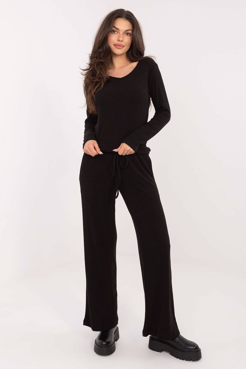 Women's High Waist Wide Leg Knit Trousers - 