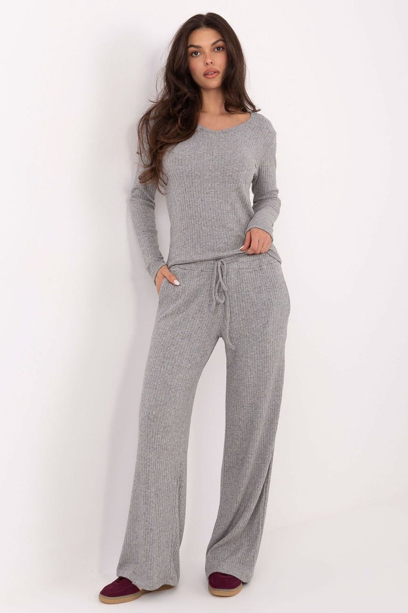 Women's High Waist Wide Leg Knit Trousers - 