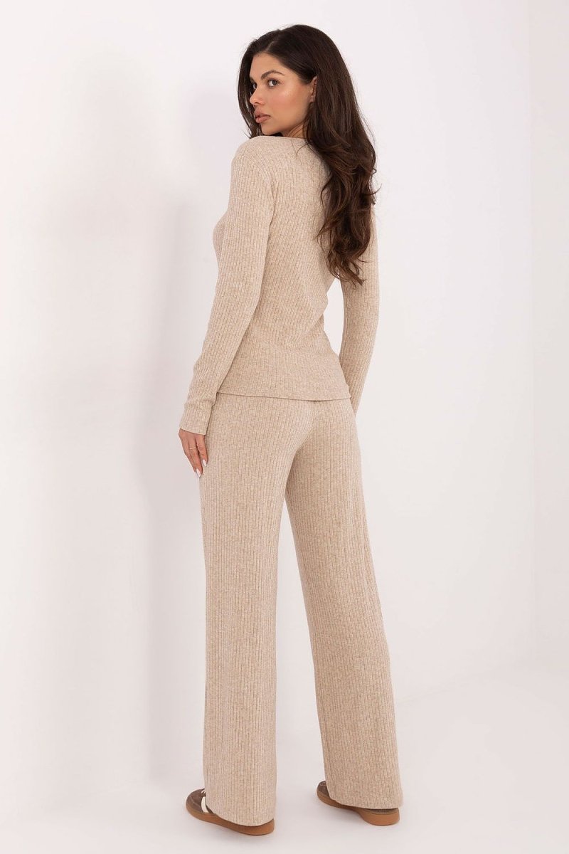 Women's High Waist Wide Leg Knit Trousers - 