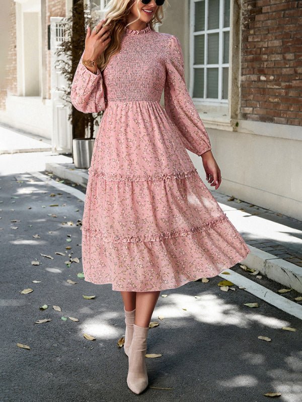 Women's holiday casual floral earring dress - Casual Dress