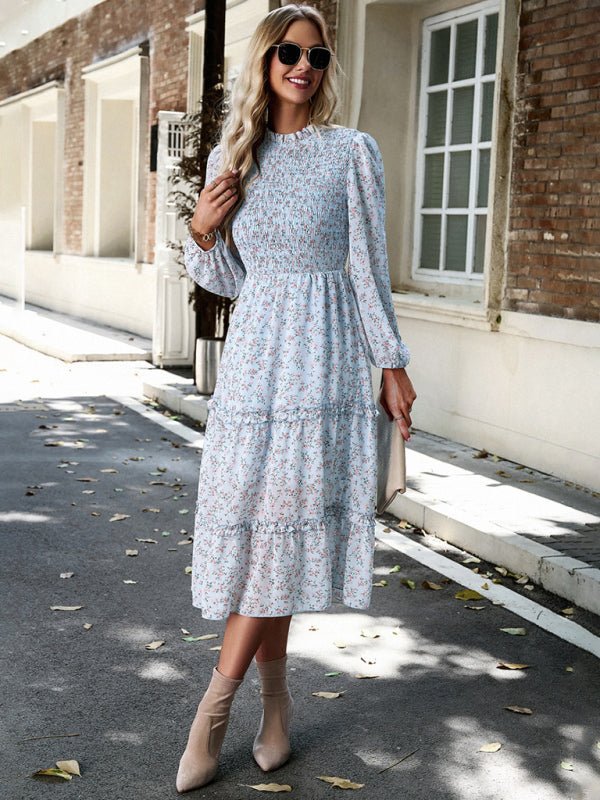 Women's holiday casual floral earring dress - Casual Dress