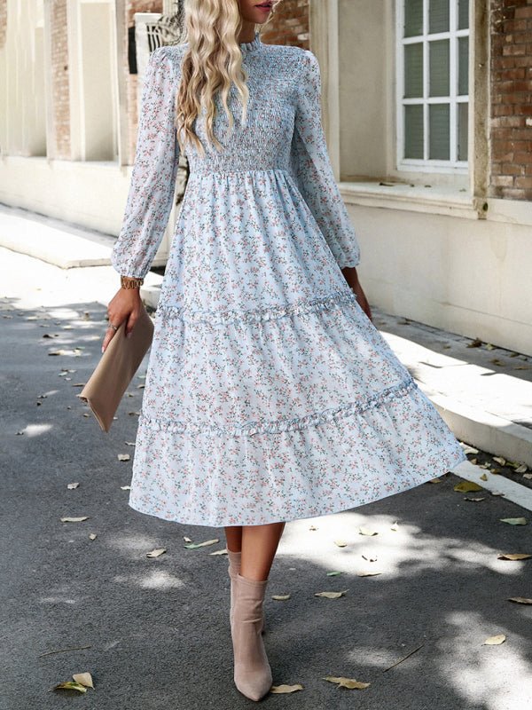 Women's holiday casual floral earring dress - Casual Dress