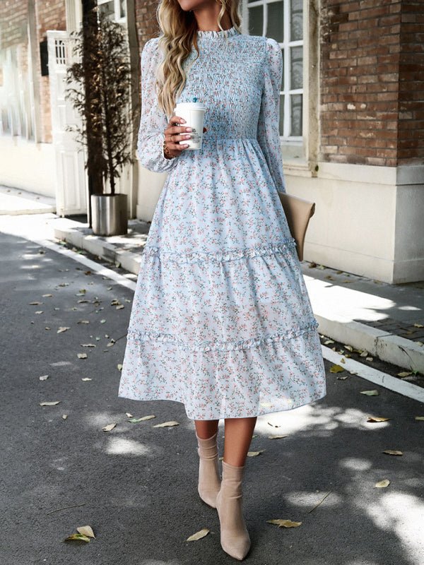Women's holiday casual floral earring dress - Casual Dress