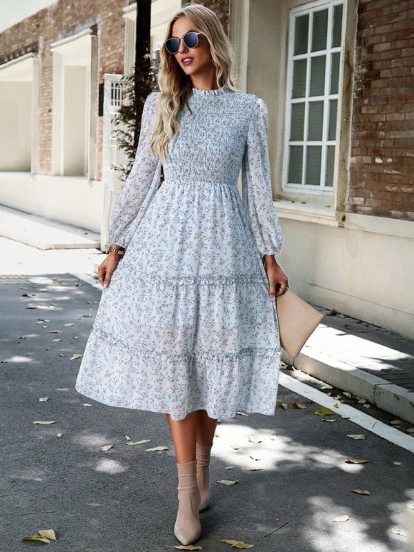 Women's holiday casual floral earring dress - Casual Dress