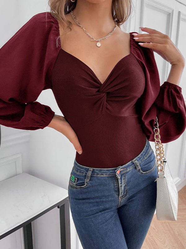 Women's Kink V - Neck Long Sleeve Bodysuit - Top