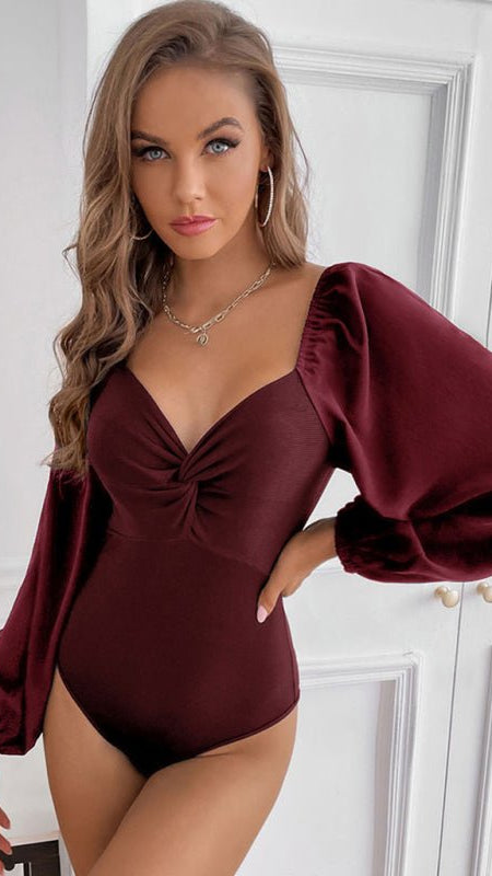 Women's Kink V - Neck Long Sleeve Bodysuit - Top