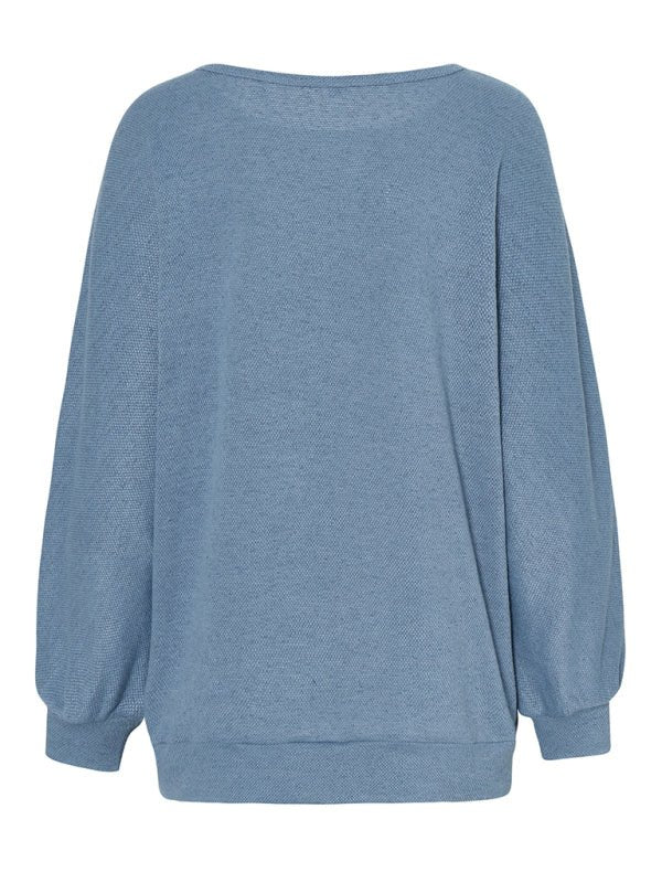 Women's Loose Stitching Color Contrast Line Pullover Sweatshirt - Outerwear