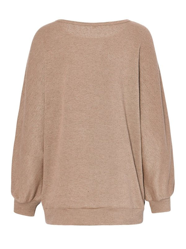 Women's Loose Stitching Color Contrast Line Pullover Sweatshirt - Outerwear