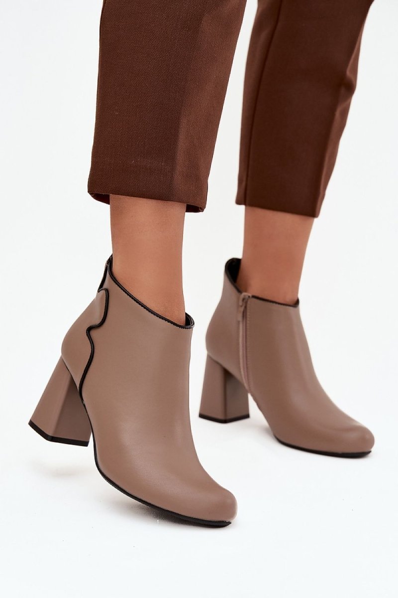 Women's Natural Leather Heel Boots - 