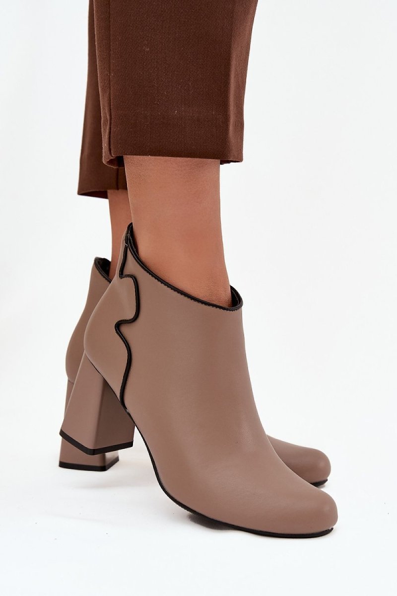 Women's Natural Leather Heel Boots - 