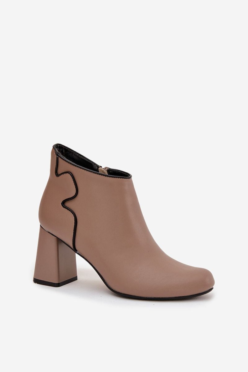 Women's Natural Leather Heel Boots - 