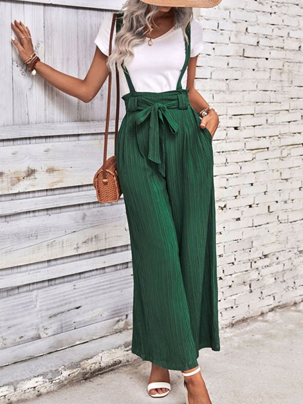 Women's New Adjustable Solid Color Wide Leg Overalls - Bottoms