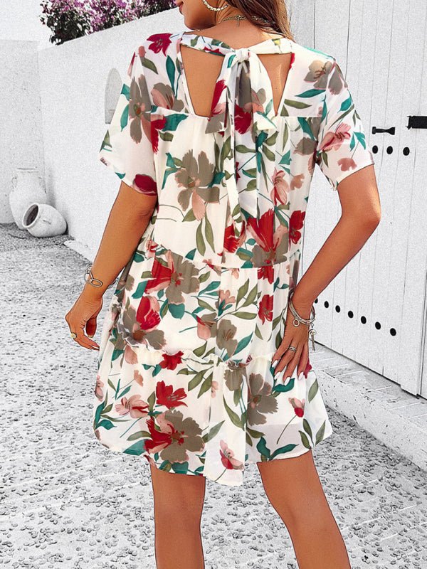 Women's new casual holiday printed short - sleeved dress - Day Dress