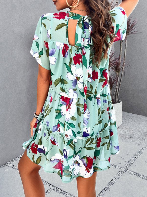 Women's new casual holiday printed short - sleeved dress - Day Dress