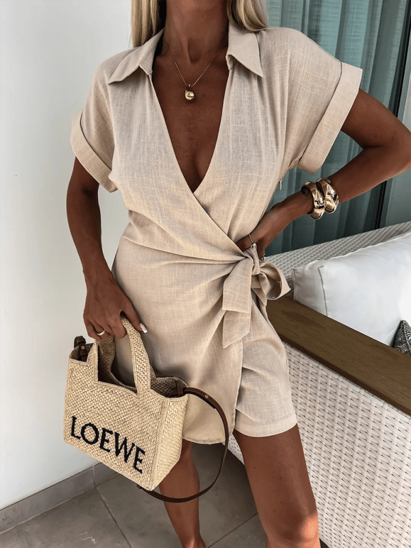 Women's New Casual Lapel Short Sleeve Jumpsuit - Jumpsuit