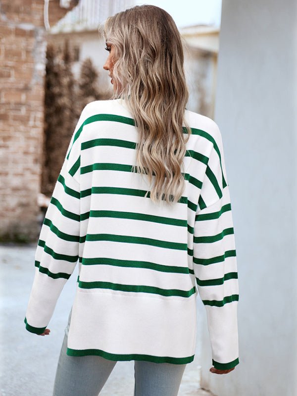 Women's new casual round neck long sleeve knitted sweater - Outerwear