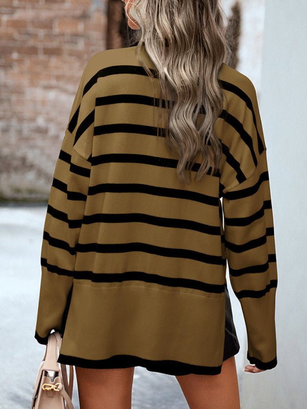 Women's new casual round neck long sleeve knitted sweater - Outerwear