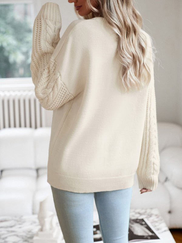 Women's new casual round neck long sleeve knitted sweater - Outerwear