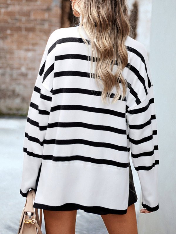 Women's new casual round neck long sleeve knitted sweater - Outerwear