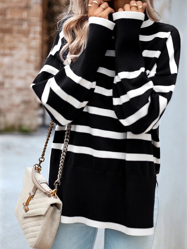 Women's new casual round neck long sleeve knitted sweater - Outerwear