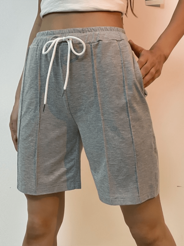 Women's new casual solid color lace - up trousers - Bottoms