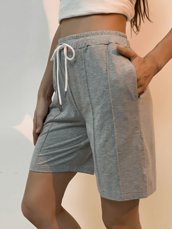 Women's new casual solid color lace - up trousers - Bottoms