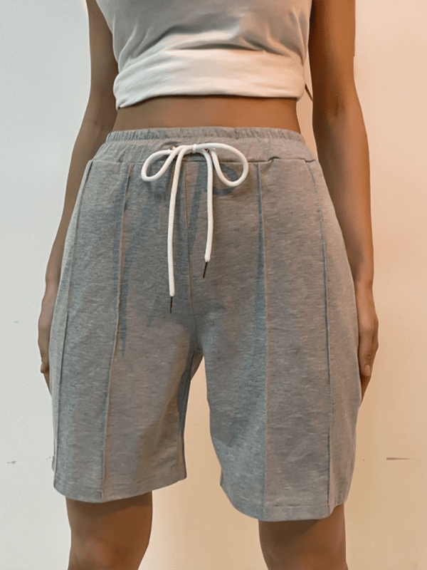 Women's new casual solid color lace - up trousers - Bottoms