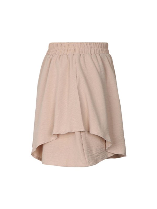 Women's new high waist solid color layered fashion shorts - Bottoms