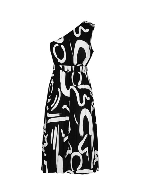 Women's new letter print off - shoulder dress - Day Dress