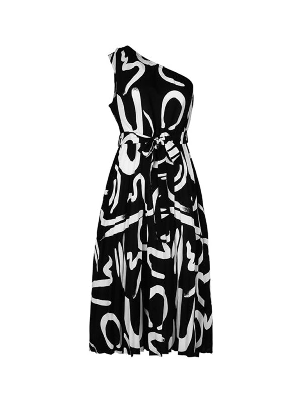 Women's new letter print off - shoulder dress - Day Dress