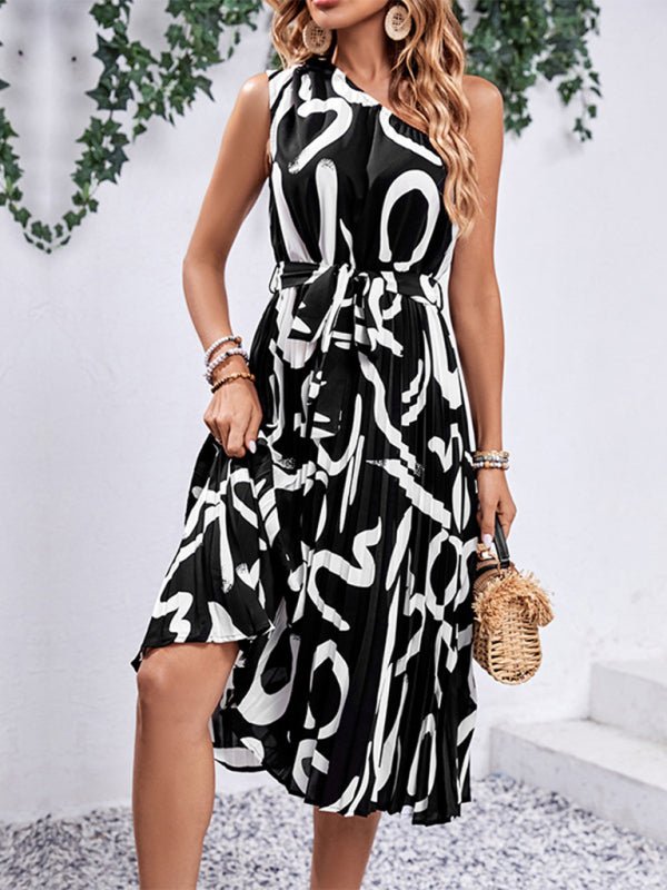 Women's new letter print off - shoulder dress - Day Dress