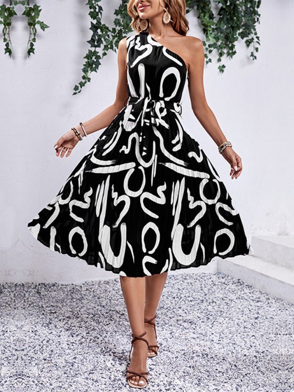 Women's new letter print off - shoulder dress - Day Dress