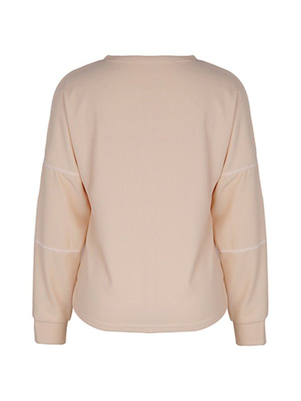Women's New Long Sleeve Solid Color Knitted Tops - Top