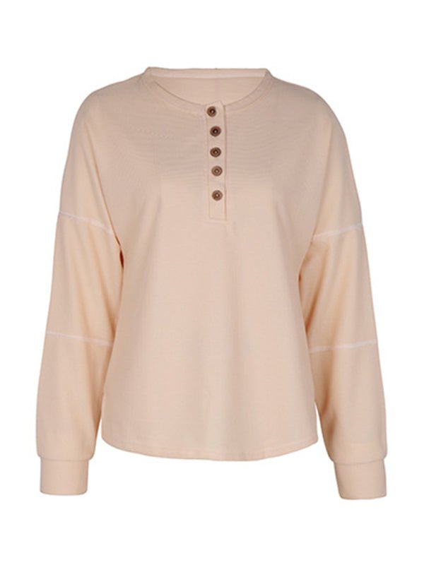 Women's New Long Sleeve Solid Color Knitted Tops - Top