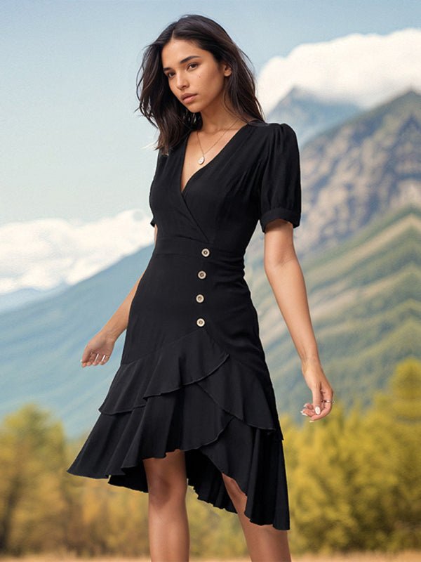 Women's New Solid Color Irregular Slim Dress - Nightout dress