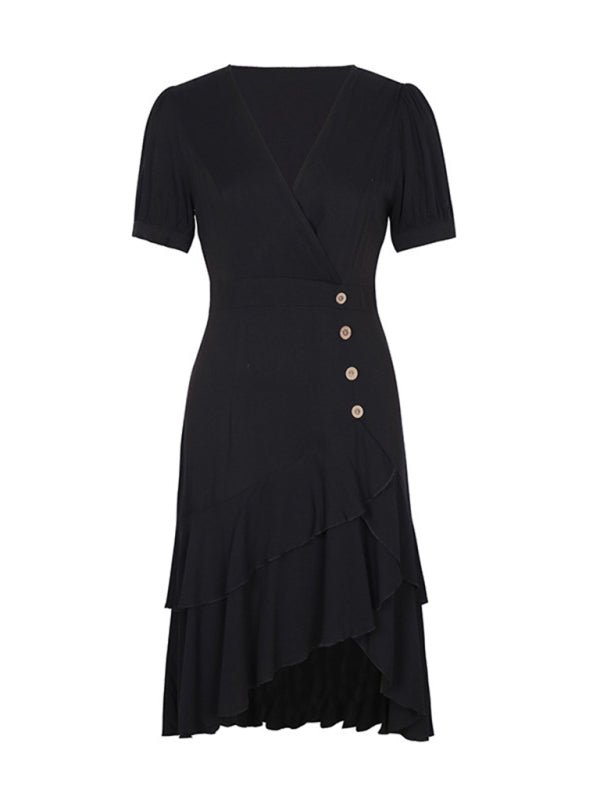 Women's New Solid Color Irregular Slim Dress - Nightout dress