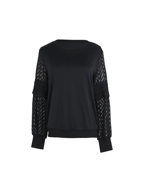 Women's New Solid Color Long Sleeve Round Neck Hoodie - Outerwear
