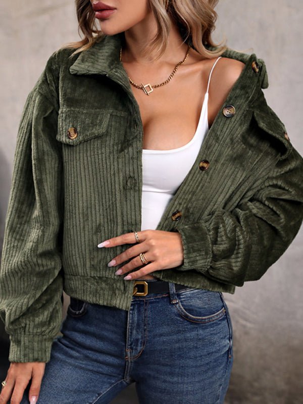 Women's New Solid Color Plush Casual Short Jacket - Outerwear