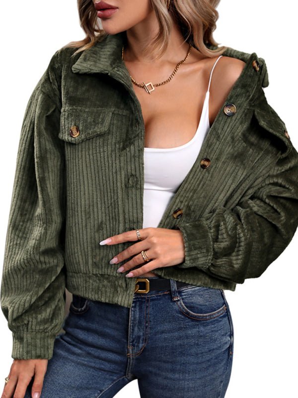 Women's New Solid Color Plush Casual Short Jacket - Outerwear