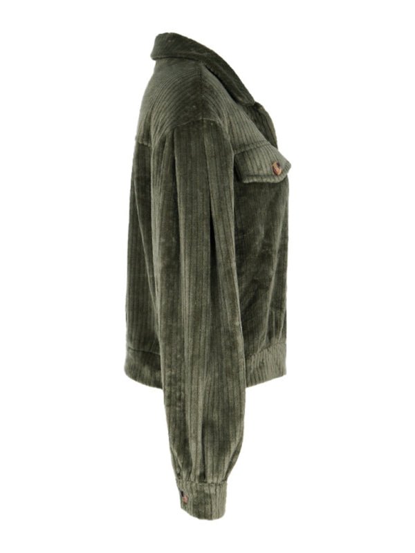 Women's New Solid Color Plush Casual Short Jacket - Outerwear