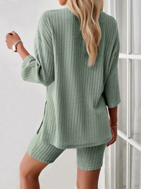 Women's new style elegant, fashionable and casual round neck and mid - sleeve suit - Short Suit