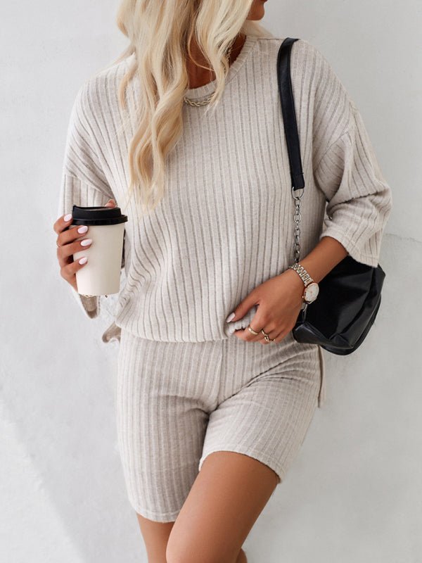 Women's new style elegant, fashionable and casual round neck and mid - sleeve suit - Short Suit